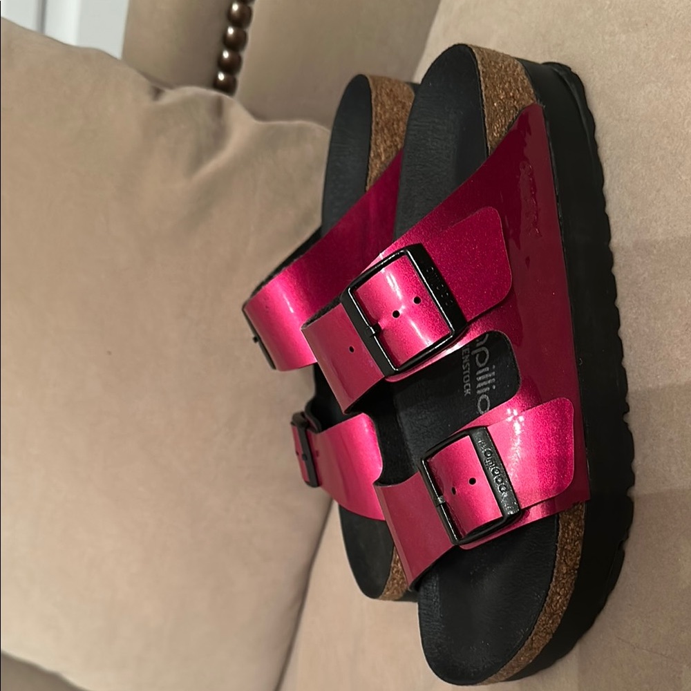 Papillio Pink and Black Sandals with Contoured Footbed